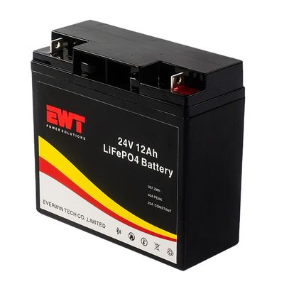24V 12AH VRLA Lifepo4 Pil Derin Döngü Lityum Demir Fosfat Pil Maksimum boşaltma akımı 10A Sürekli Şarj oranı 0.2C