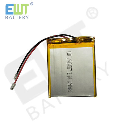 Gümüş renkli kısa devre koruması LP404077 ile Lityum polimer pil 3.7V 1250mAh