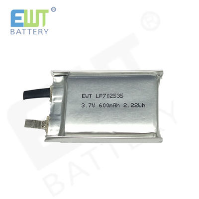 Kalıcı Performanslı Lityum Polimer Şarj Edilebilir Pil LP702535 3.7V 600mAh OEM Odm Destek ve Aşırı Serbestleme Koruması ile