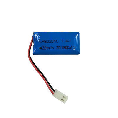 LP602040 7.4V 420MAH 0.2C şarj akımı ve PCM dahil lityum polimer pil