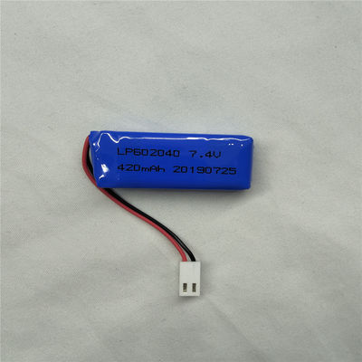 LP602040 7.4V 420mAh Lityum Polimer Pil Güvenlik Özellikleri ile -20 °C'den 45 °C'ye kadar boşaltma koruması