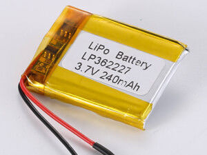 LP362227 3.7V 240mAh Lityum Polimer Pil, Yüksek Enerji yoğunluğu 150-200 Wh/kg ve Maksimum Serbestleme Akımı 0.35A