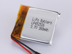 3.7V LP452526 260MAH Uzun Sürekli Li-ion Polimer Pil Enerji yoğunluğu 150-200 Wh/kg Serbestleme sıcaklığı -20°C 60°C