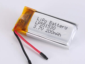 LP551530 200MAH Gümüş Lityum Polimer Bataryası Endüstriyel ve Ticari için 500 Dönemlik Dönem Hayatı -20°C 45°C
