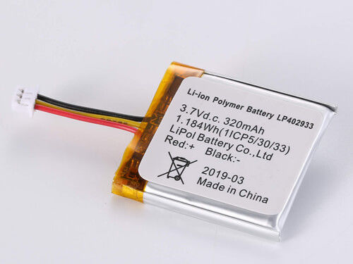 Güçlü 3.7V 320MAH LP402933 500-1000 döngü ve geniş sıcaklık aralığı ile Li-ion pil