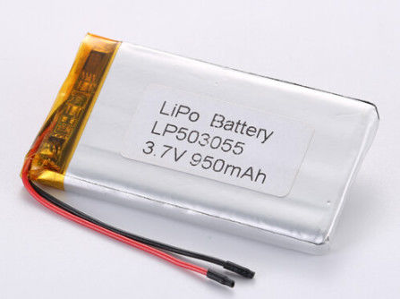 LP503055 3.7V 950MAH lityum iyon pil üreticileri Uzun ömürlü Lityum polimer şarj edilebilir pil -20°C'den 60°C'ye kadar boşaltma sıcaklığı