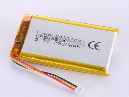 OEM Kabul edilebilir LP583864 3.7V 2080MAH Li Ion Pil Üreticileri 1 Yıllık raf ömrü ve yüksek kapasiteli LiPo Paketi ile