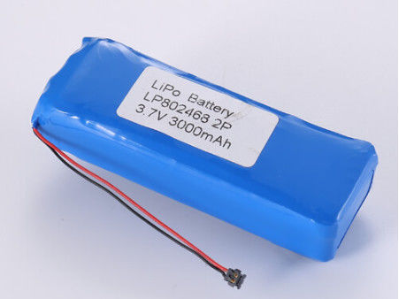 LP802468 3.7V 3000MAH Enerji depolama aşırı şarj koruması için lityum polimer pil JST / Özel