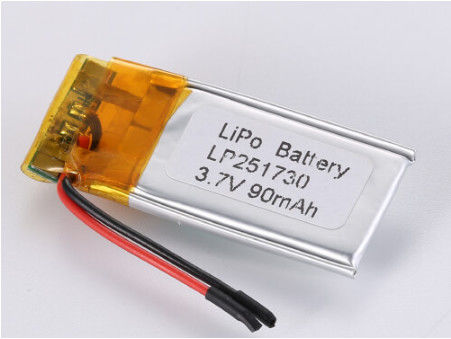 Şarj edilebilir 3.7V 90MAH Li Ion Bataryası Üreticiler, PCB Korumalı Lityum Polimer Bataryası Aşırı Akım Koruması ile