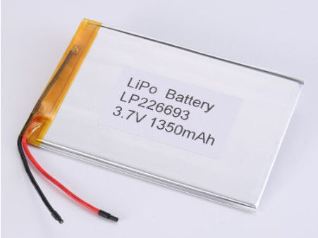 Aşırı akım koruması 3.7V açık voltaj ve PCB koruması ile hızlı şarjlı lityum polimer pil LP226693 3.7V 1350MAH